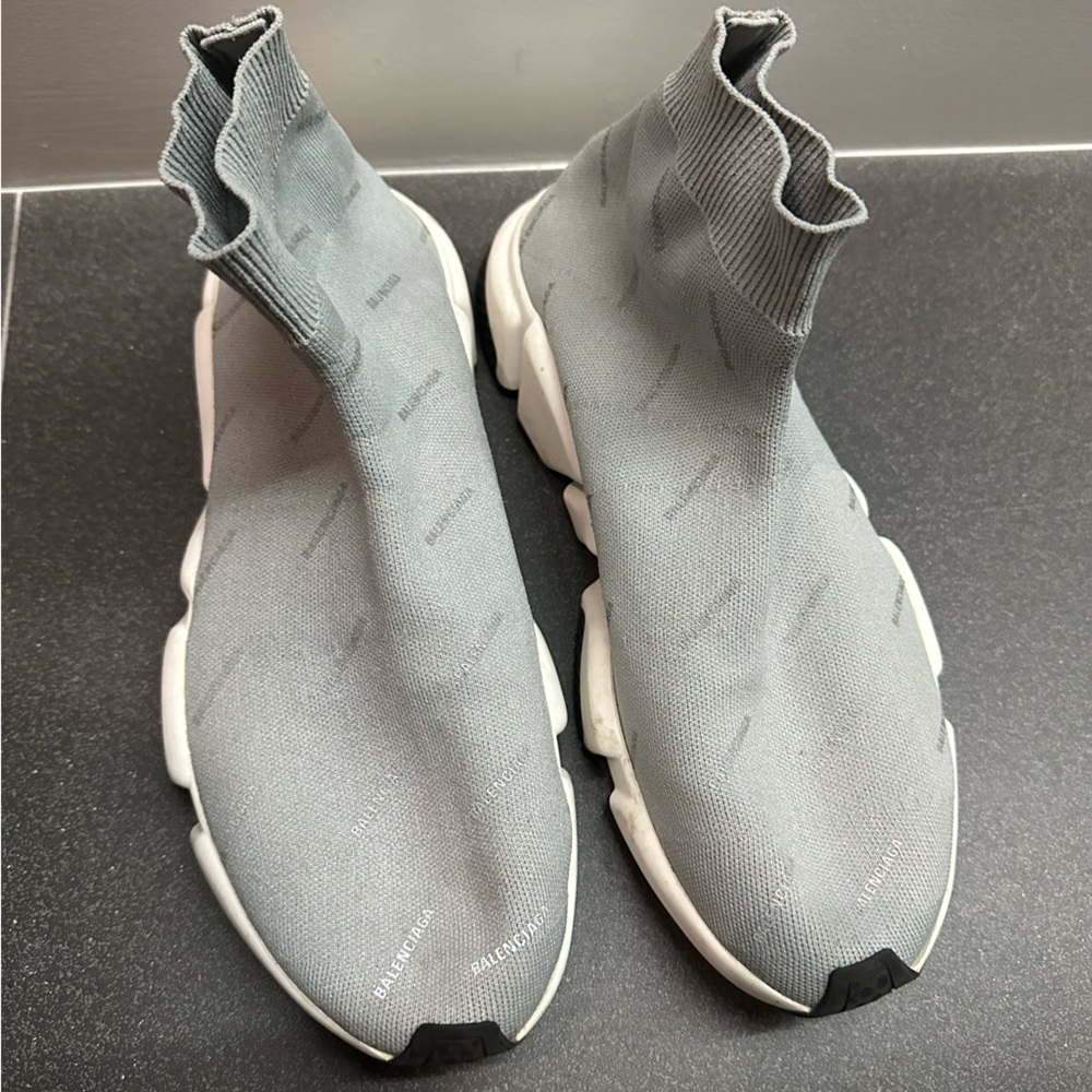 Grey Balenciaga speed trainer